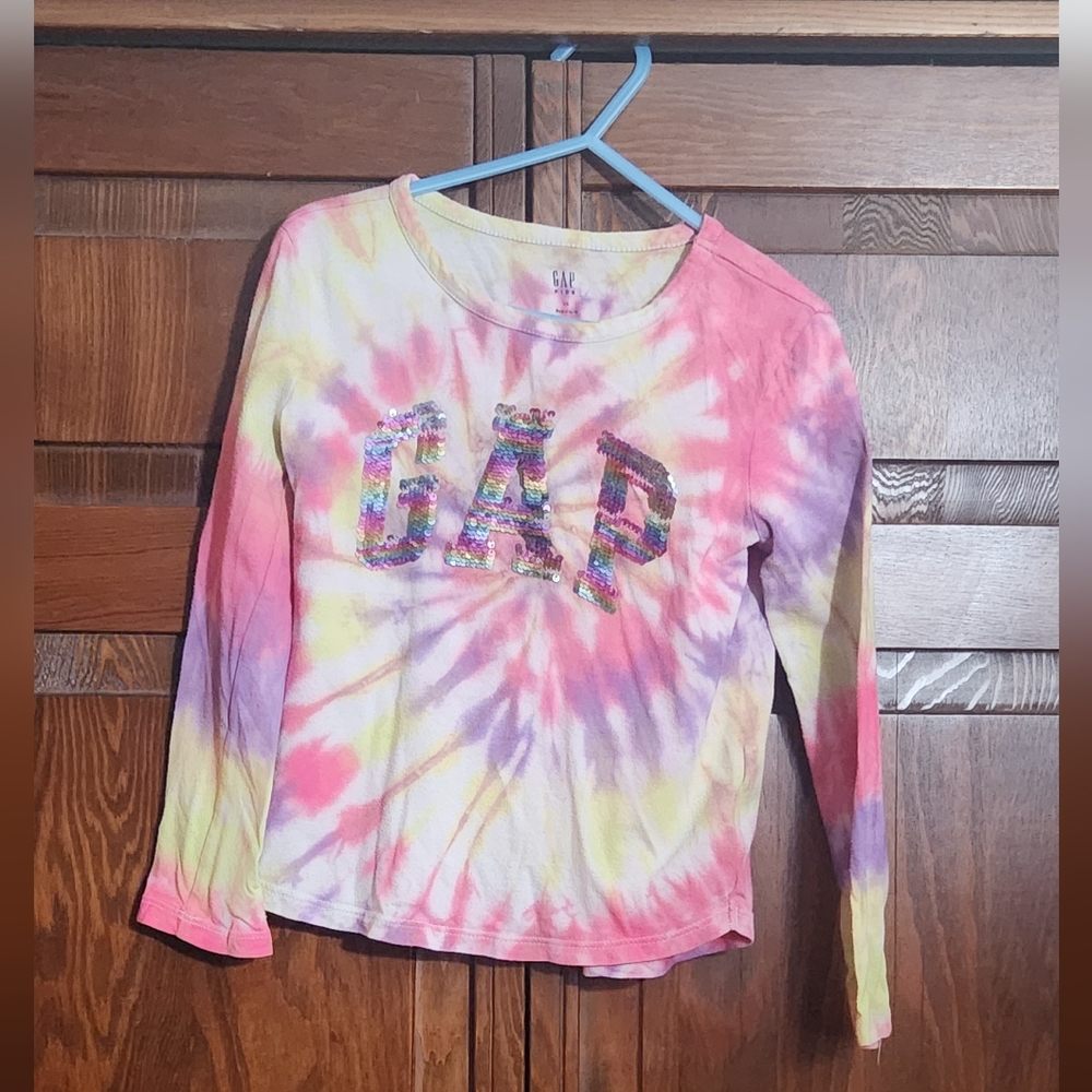 Girls upcycled tie dyed long sleeve r tee shirt